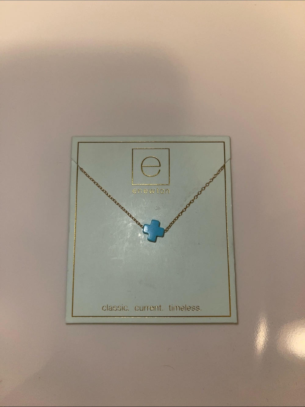 enewton Gold Chain Necklace with Turquoise Cross Pendant